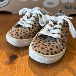 Piper Finn toddler girls cheetah low top leather sneakers tan 4